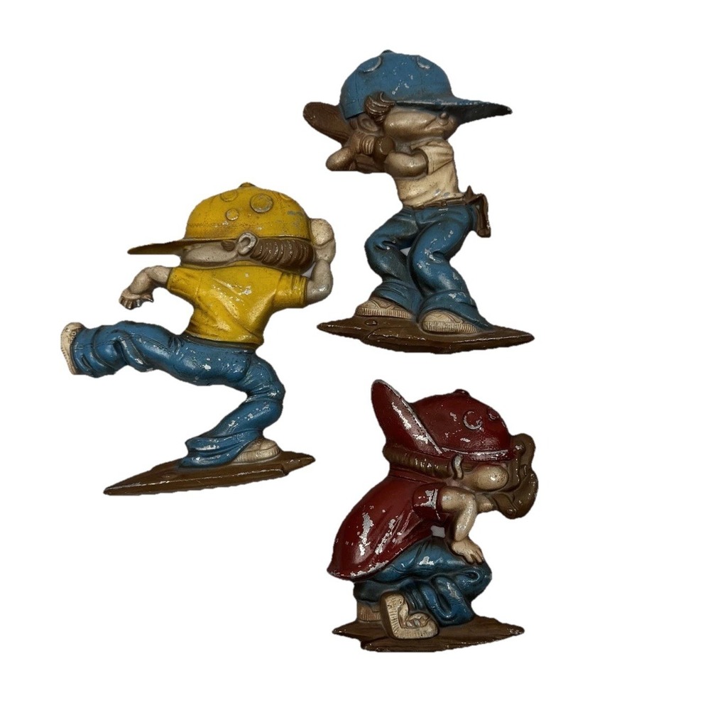 Vintage‎ 1979 Sexton USA Baseball Kids Set Of 3 Metal Wall Hangings Decor